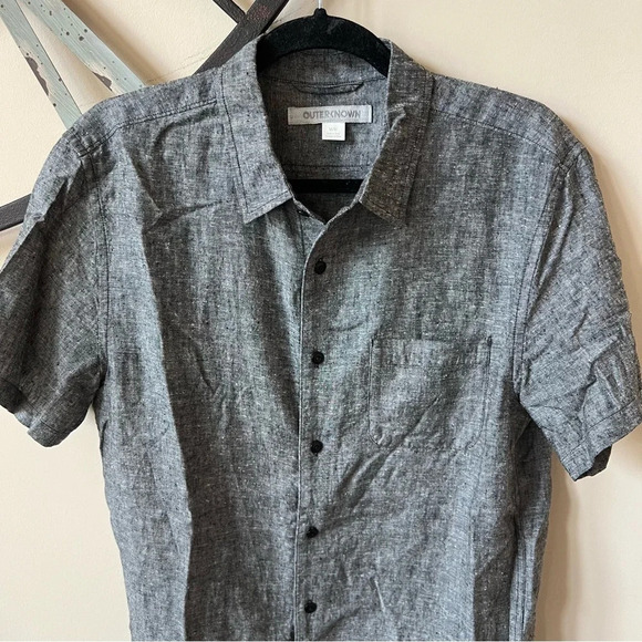 Outerknown Gray Hemp Blend Short Sleeve Button Down Shirt 26152 - Picture 4 of 9